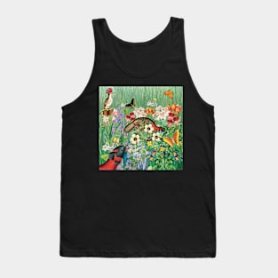 Paradise garden - flowers, birds and butterflies Tank Top